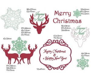 Stickdatei - Fancy Christmas Hirsche mit Schneeflocke